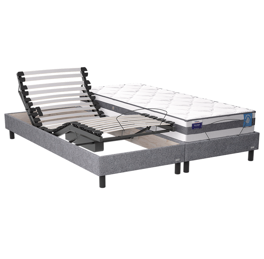 Lit électrique tapissier GRAVITY avec son matelas CELESTE